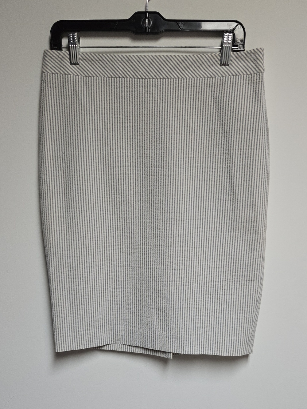 Ann Taylor Cream and Blue Pinstriped Pencil Skirt